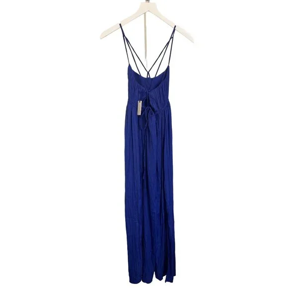 Anthropologie Blue Strappy Halter Slit Maxi Dress - Picture 8 of 8